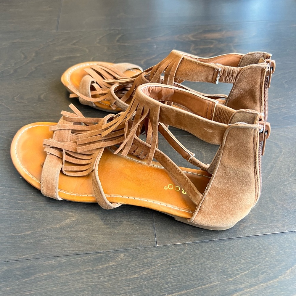 Brown Fringe Sandals